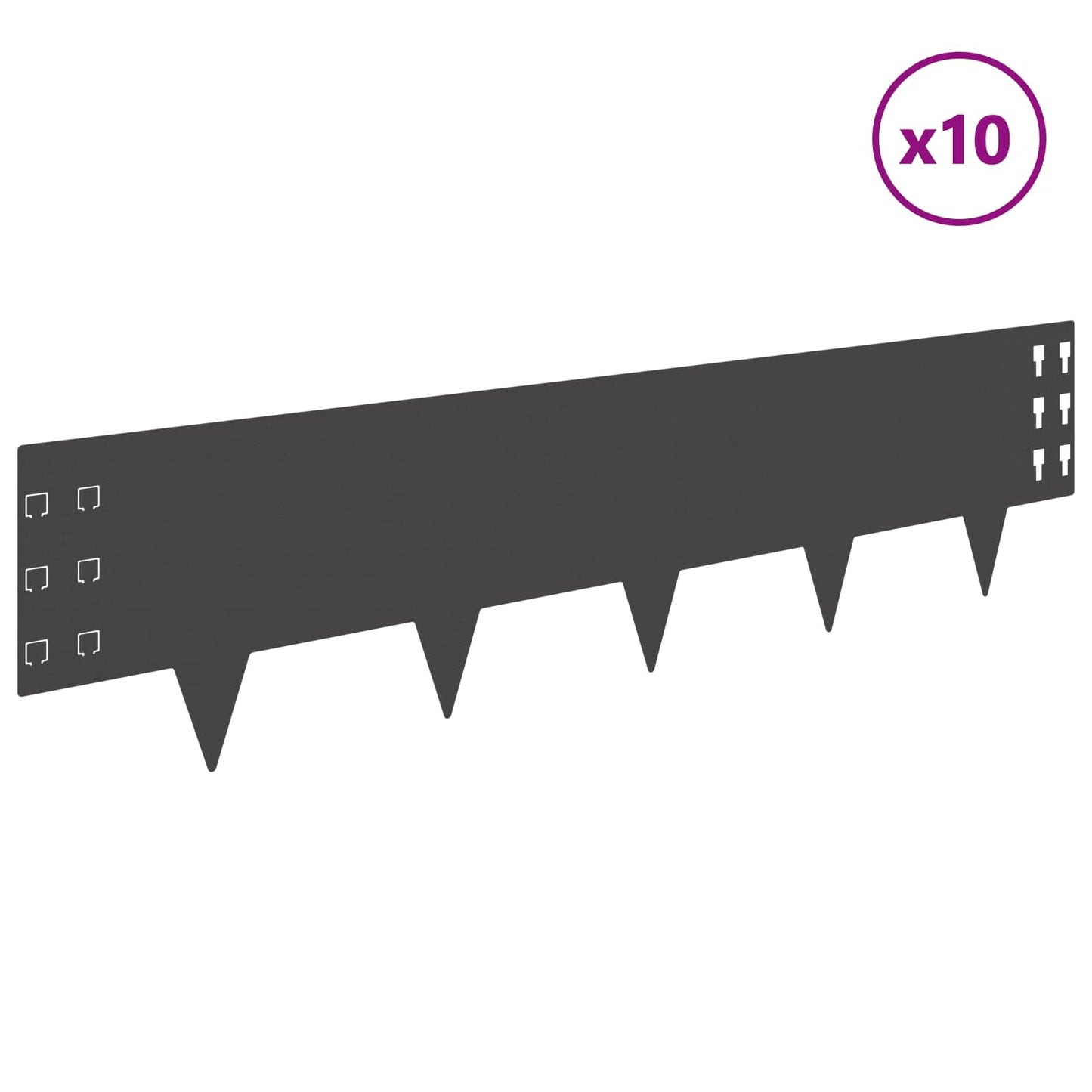 Gjerdekant 10 pcs 100 x 25 cm Stål Svart