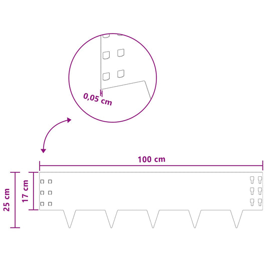 Gjerdekant 20 pcs 100 x 25 cm Stål Hvit