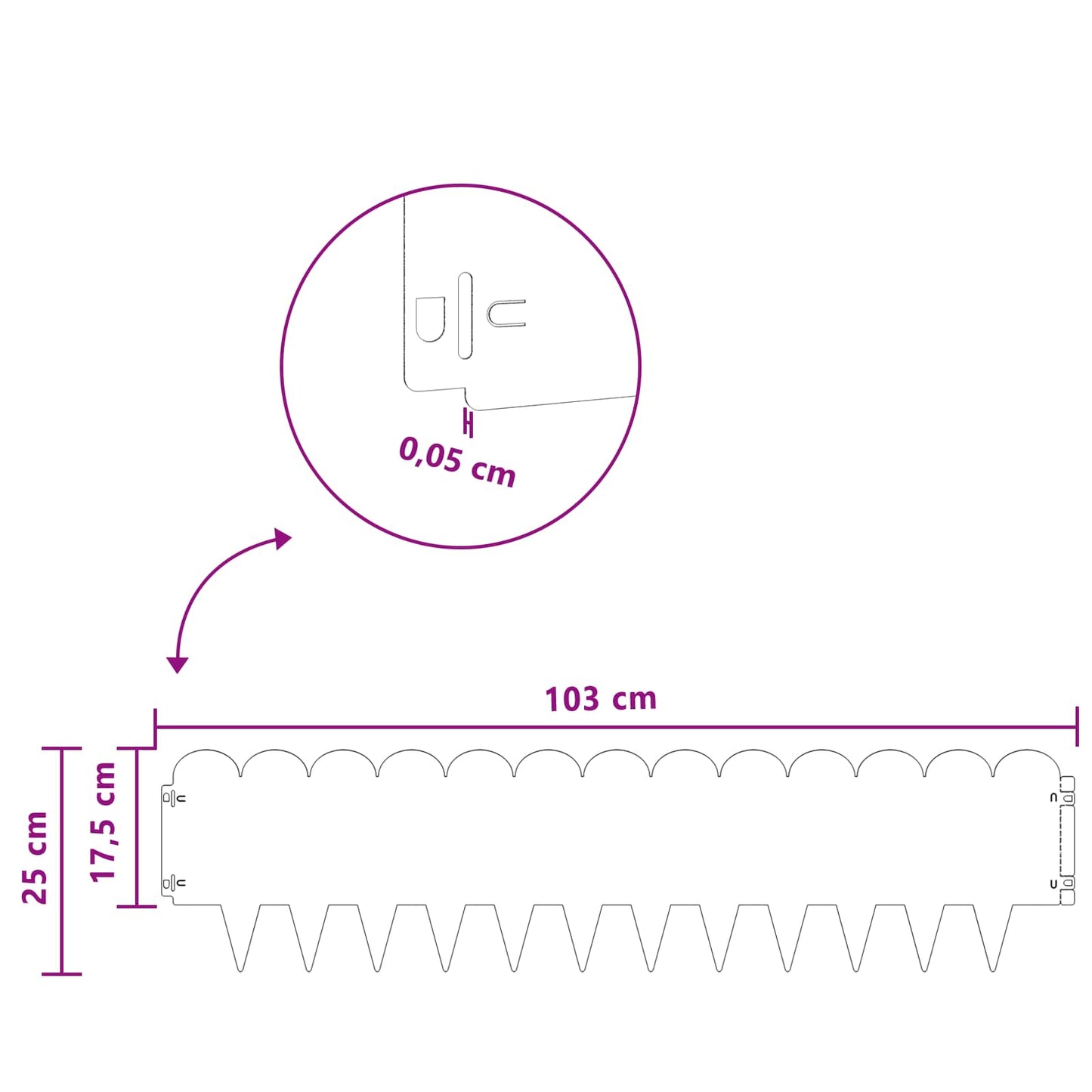 Gjerdekant 10 pcs 103 x 25 cm Stål Hvit