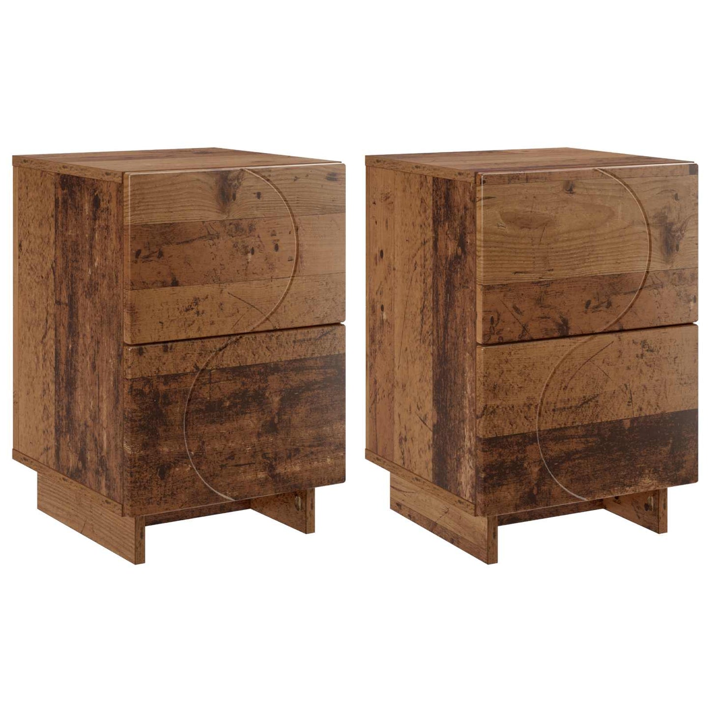 Nattbordskap 2 stk. Eiketre 33,5 x 34,5 x 50 cm Konstruert tre