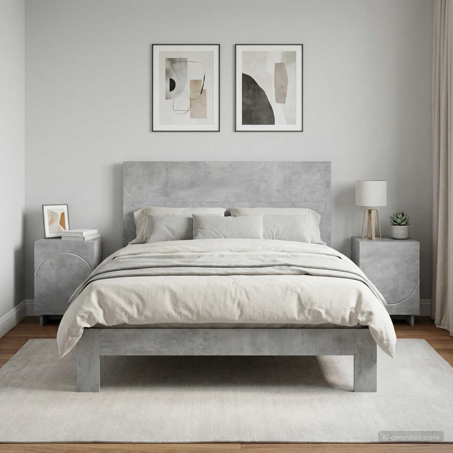 Nattbordskap 2 pcs Betonggrå 33,5 x 34,5 x 50 cm Konstruert tre