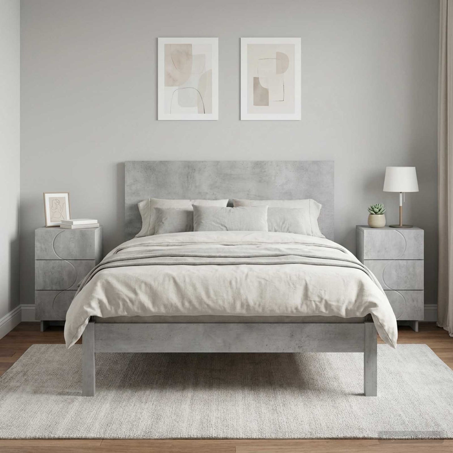 Nattbordskap 2 pcs Betonggrå 33,5 x 34,5 x 60 cm Konstruert tre