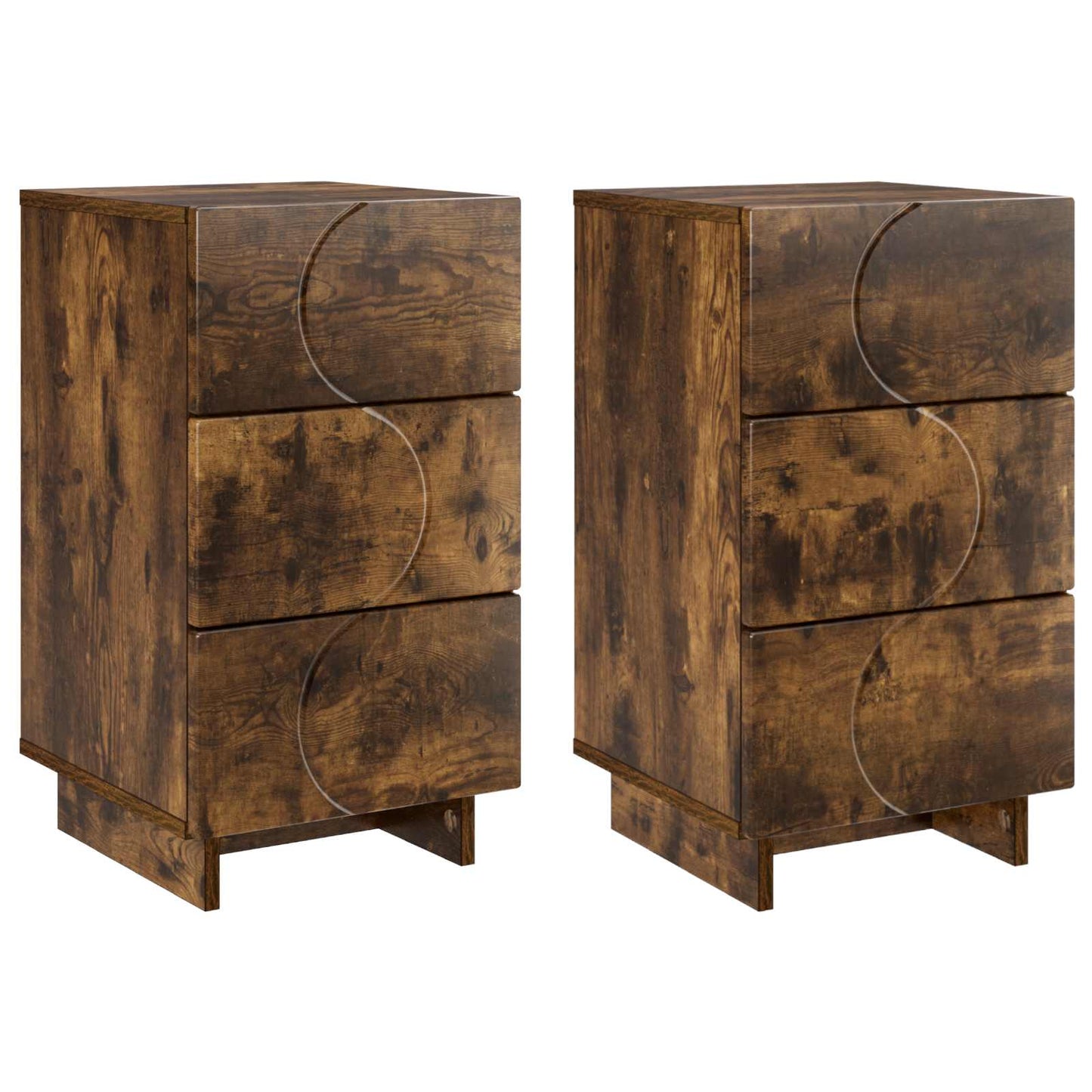 Nattbordskap 2 pcs Røkt Eik 33,5 x 34,5 x 60 cm Konstruert tre