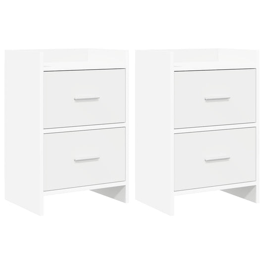 Nattbord 2 pcs Hvit 40 x 30 x 60 cm Konstruert tre