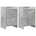 Nattbord 2 pcs Betonggrå 40 x 30 x 60 cm Konstruert tre
