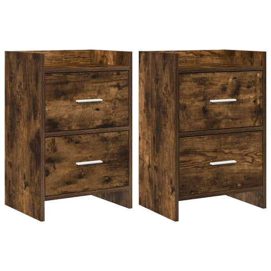 Nattbord 2 pcs Røkt Eik 40 x 30 x 60 cm Konstruert tre