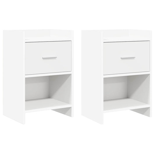 Nattbord 2 pcs Hvit 40 x 30 x 60 cm Konstruert tre
