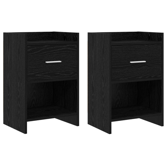 Nattbord 2 pcs Svart eik 40 x 30 x 60 cm Konstruert tre