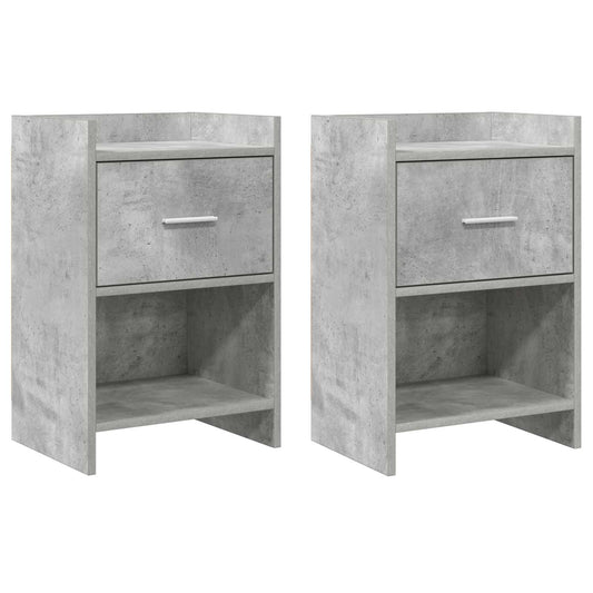 Nattbord 2 pcs Betonggrå 40 x 30 x 60 cm Konstruert tre