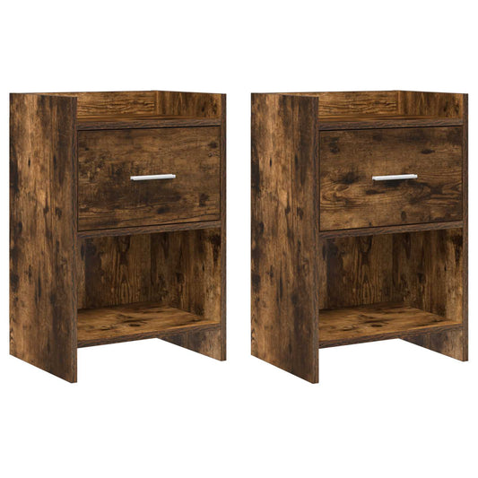 Nattbord 2 pcs Røkt Eik 40 x 30 x 60 cm Konstruert tre