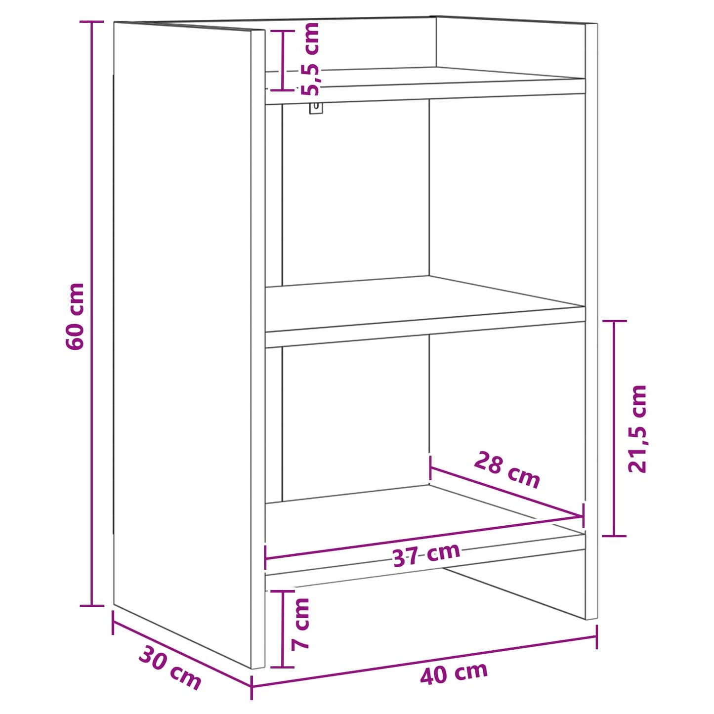 Nattbord 2 pcs Hvit 40 x 30 x 60 cm Konstruert tre