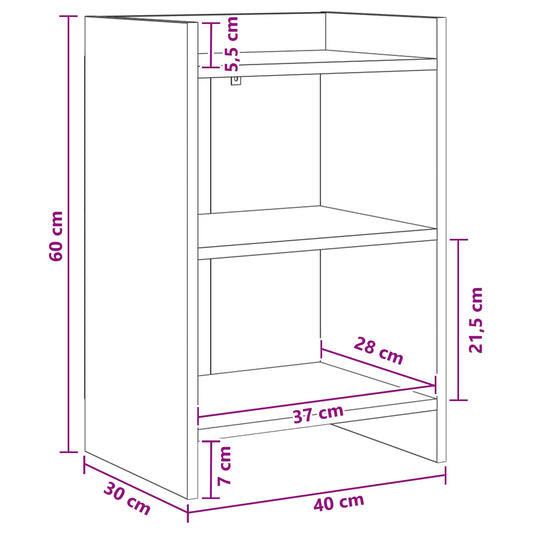 Nattbord Svart eik 40 x 30 x 60 cm Konstruert tre