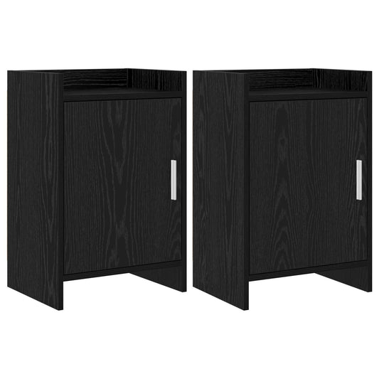 Nattbord 2 pcs Svart eik 40 x 30 x 60 cm Konstruert tre
