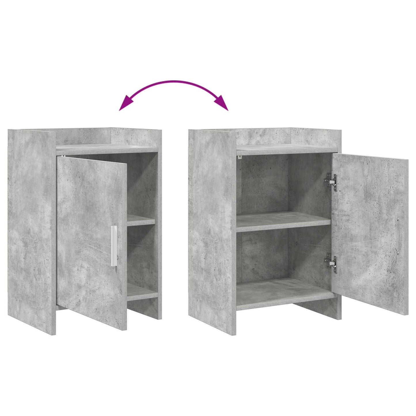 Nattbord 2 pcs Betonggrå 40 x 30 x 60 cm Konstruert tre
