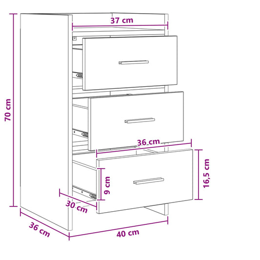 Nattbord Sonoma eik 40 x 36 x 70 cm Konstruert tre