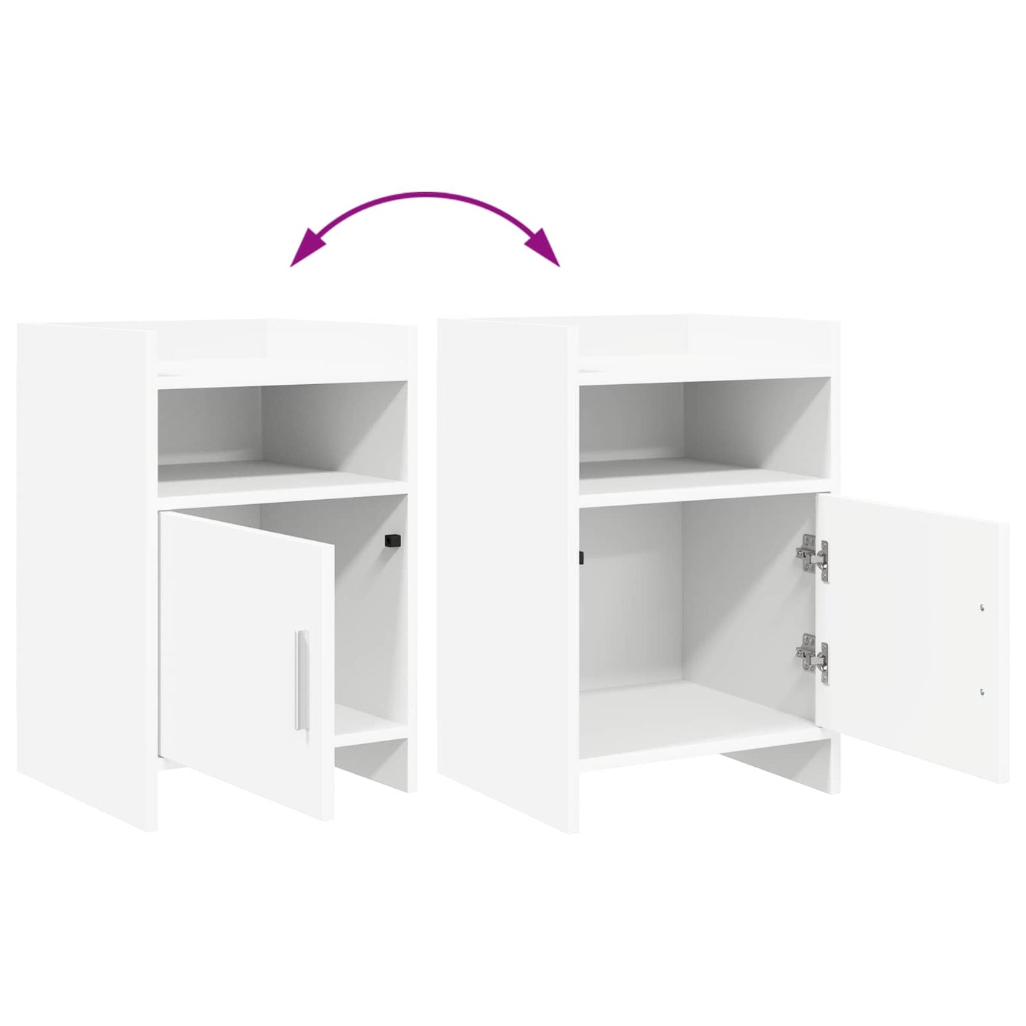 Nattbord 2 pcs Hvit 40 x 36 x 60 cm Konstruert tre