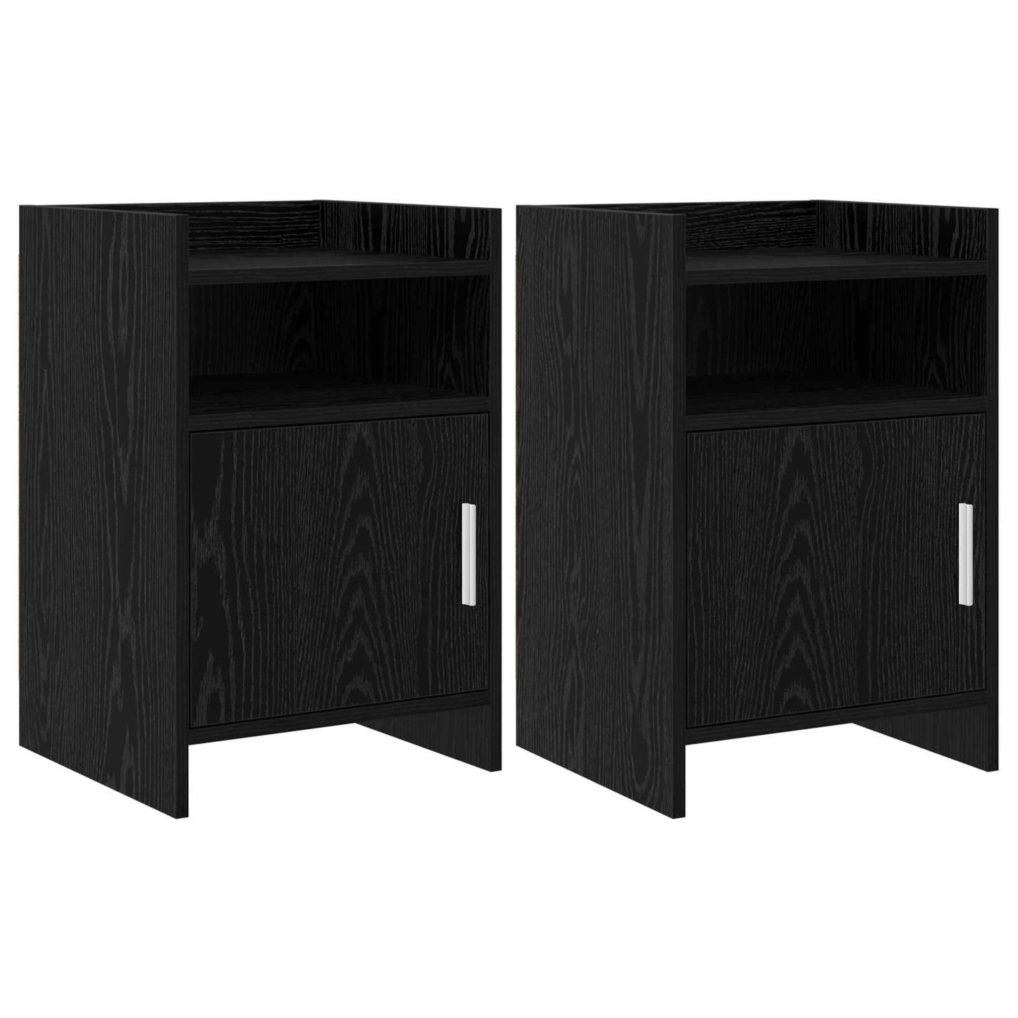 Nattbord 2 pcs Svart eik 40 x 36 x 60 cm Konstruert tre