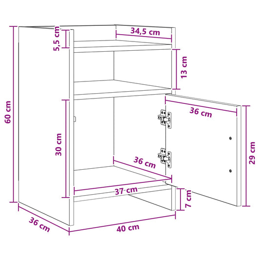 Nattbord Sonoma eik 40 x 36 x 60 cm Konstruert tre