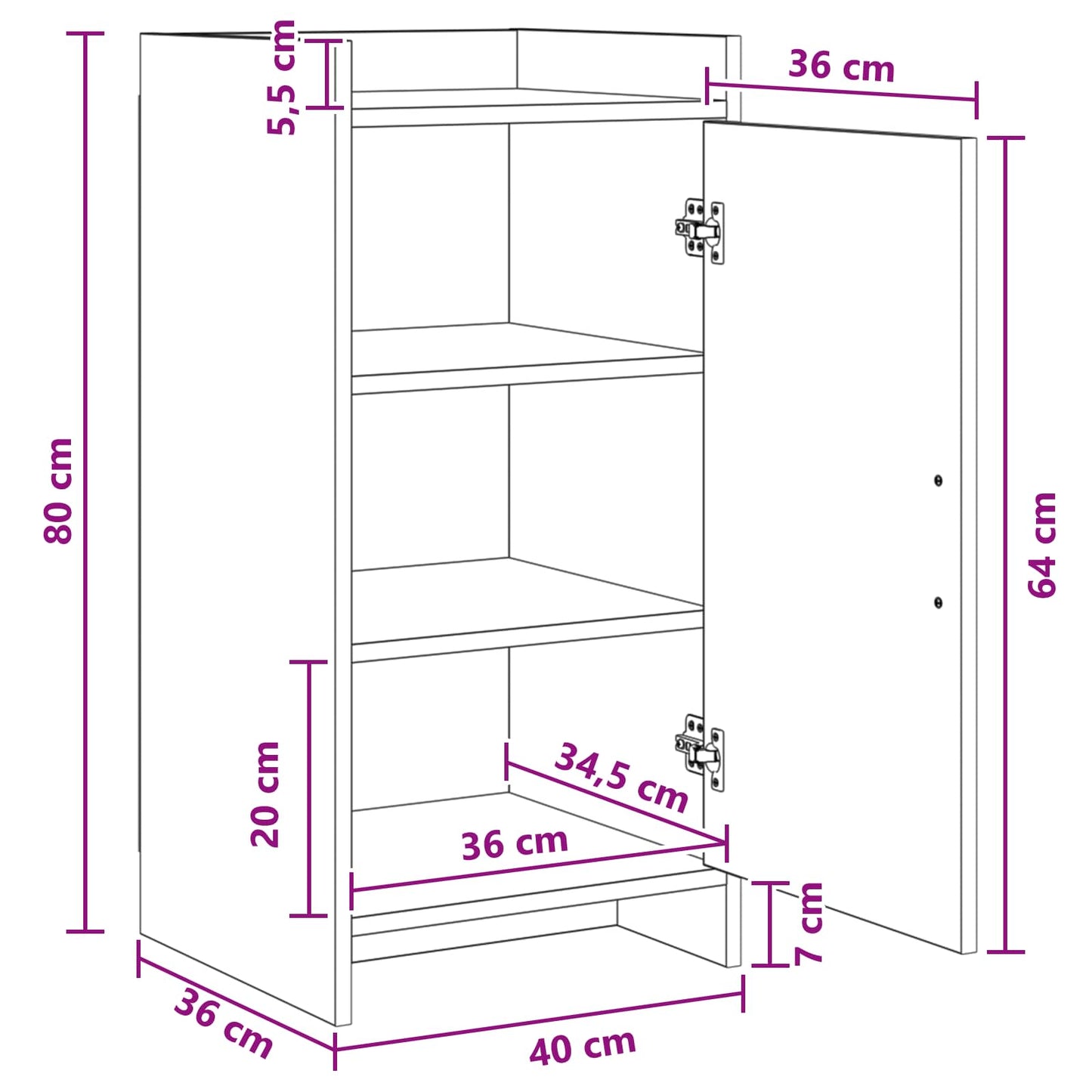 Serviesskap Artisan eik 40 x 36 x 80 cm Konstruert tre