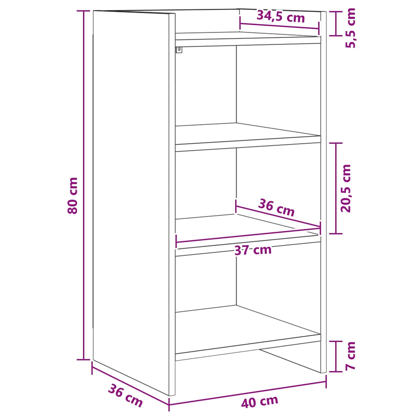 Serviesskap Hvit 40 x 36 x 80 cm Konstruert tre