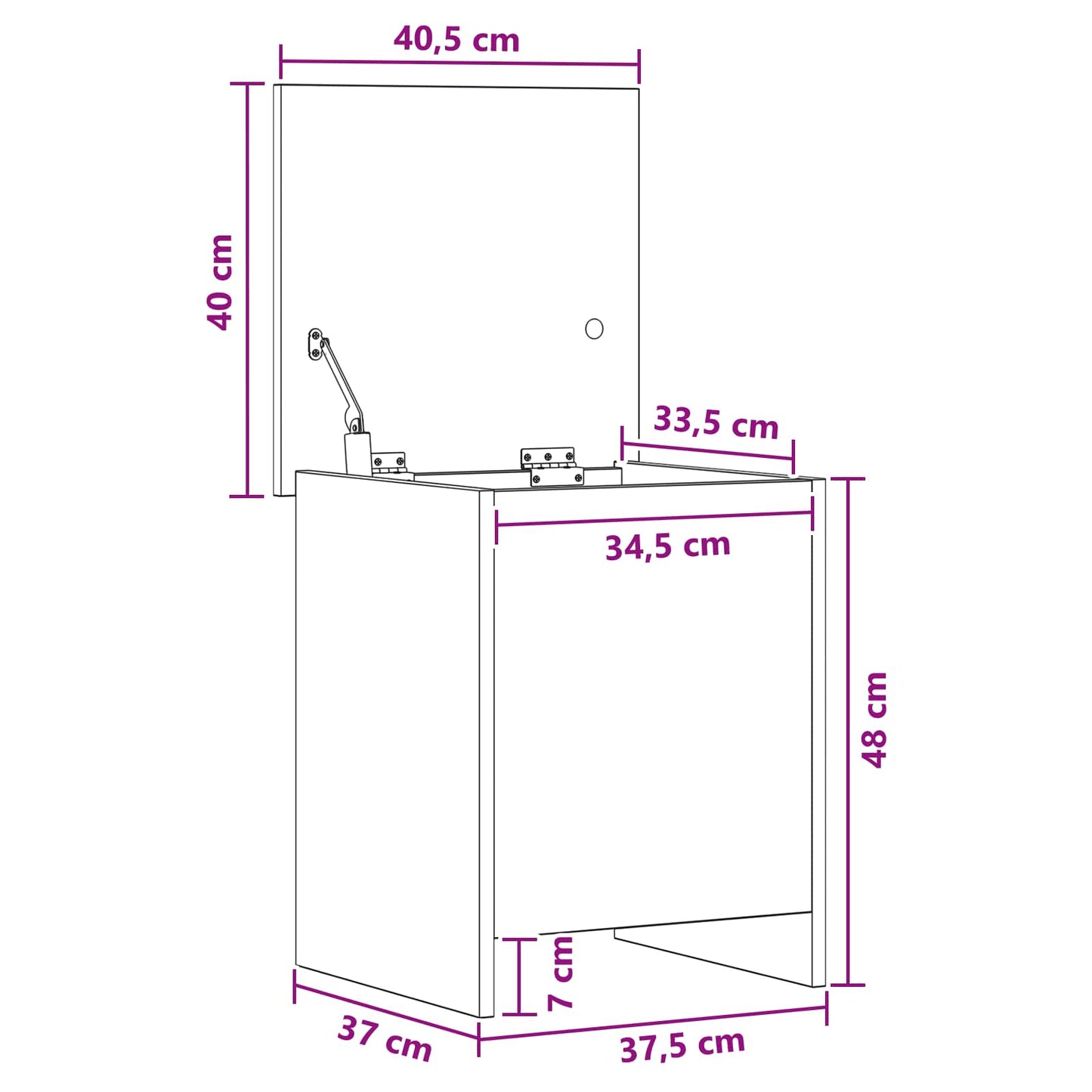 Oppbevaringskiste Svart eik 40 x 40 x 50 cm Konstruert tre