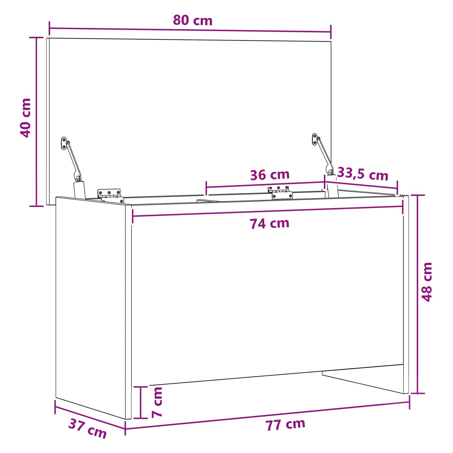 Oppbevaringskiste Artisan eik 80 x 40 x 50 cm Konstruert tre