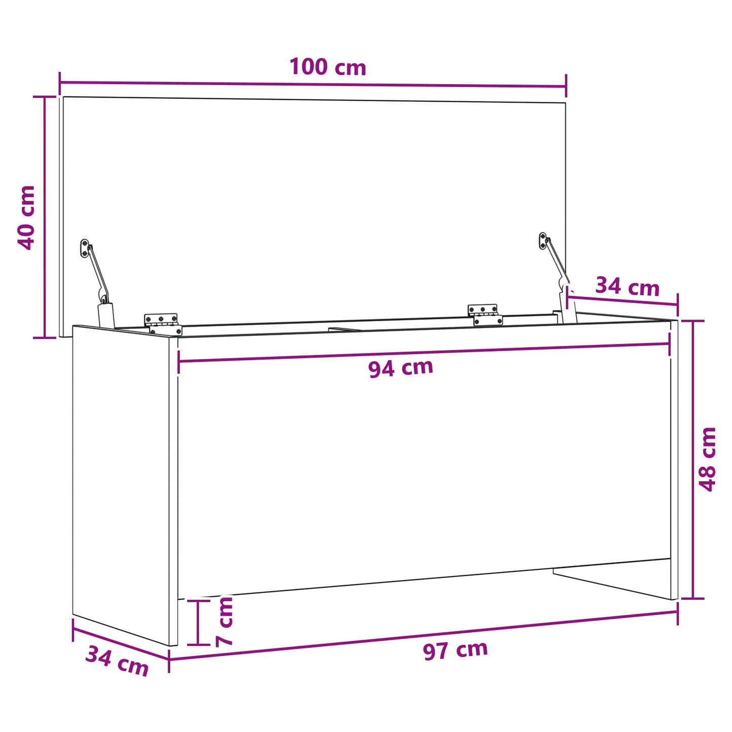 Oppbevaringskiste Gammelt tre 100 x 40 x 50 cm Konstruert tre