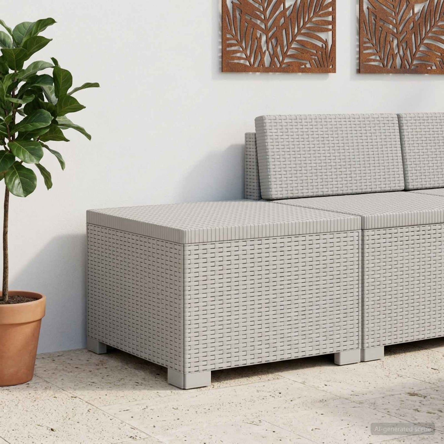 1-seters Hage Sofa Rattan Utseende PP Hvit