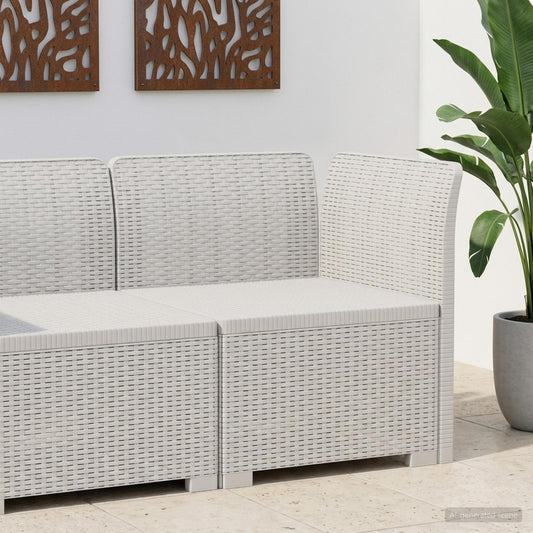 1-seters Hage Sofa Rattan Utseende PP Hvit