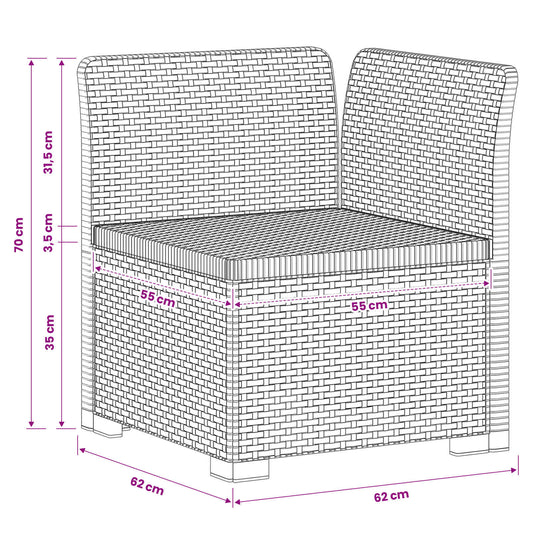 1-seters Hage Sofa Rattan Utseende PP Hvit