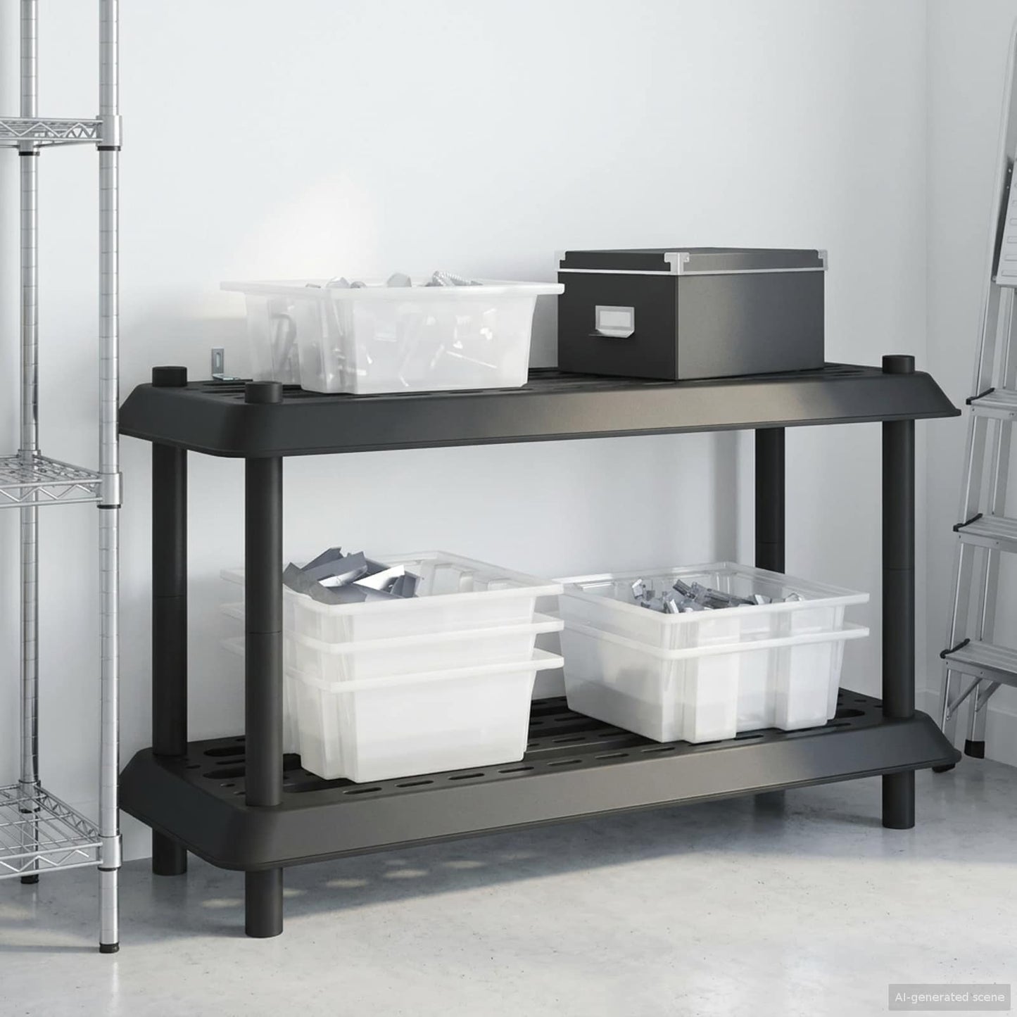 Hyllesystem 2 nivåer 100 x 40 x 55,5 cm PP Antrasitt