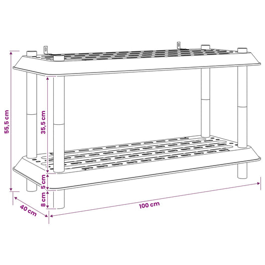 Hyllesystem 2 nivåer 100 x 40 x 55,5 cm PP Antrasitt