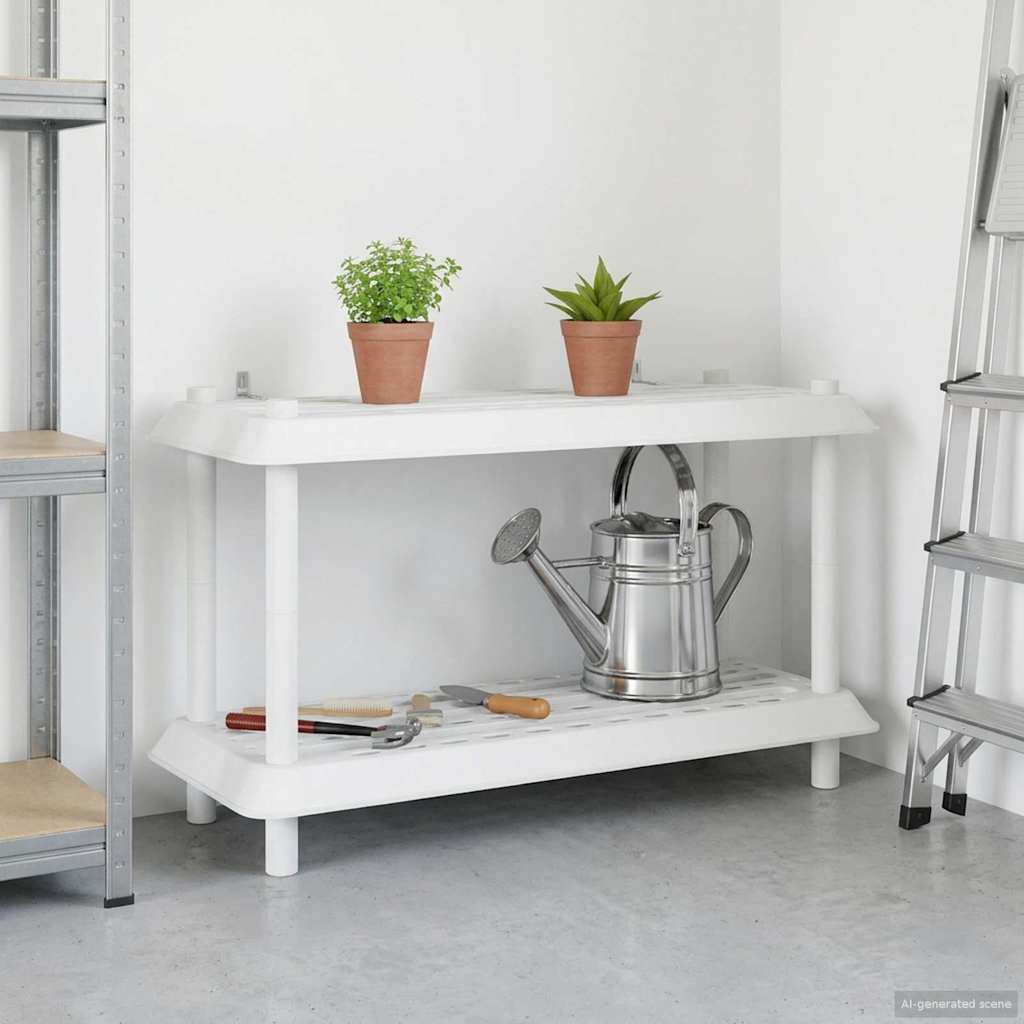 Hyllesystem 2 nivåer 100 x 40 x 55,5 cm PP Hvit