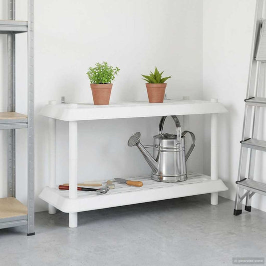 Hyllesystem 2 nivåer 100 x 40 x 55,5 cm PP Hvit