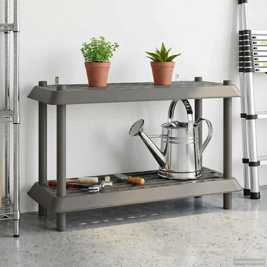 Hyllesystem 2 nivåer 100 x 40 x 55,5 cm PP Lysegrå