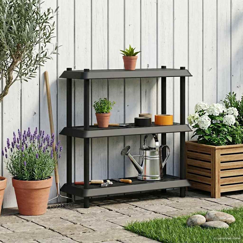 Hyllesystem 3 nivåer 100 x 40 x 96 cm PP Antrasitt