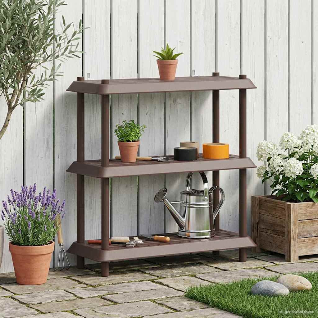 Hyllesystem 3 nivåer 100 x 40 x 96 cm PP Brun