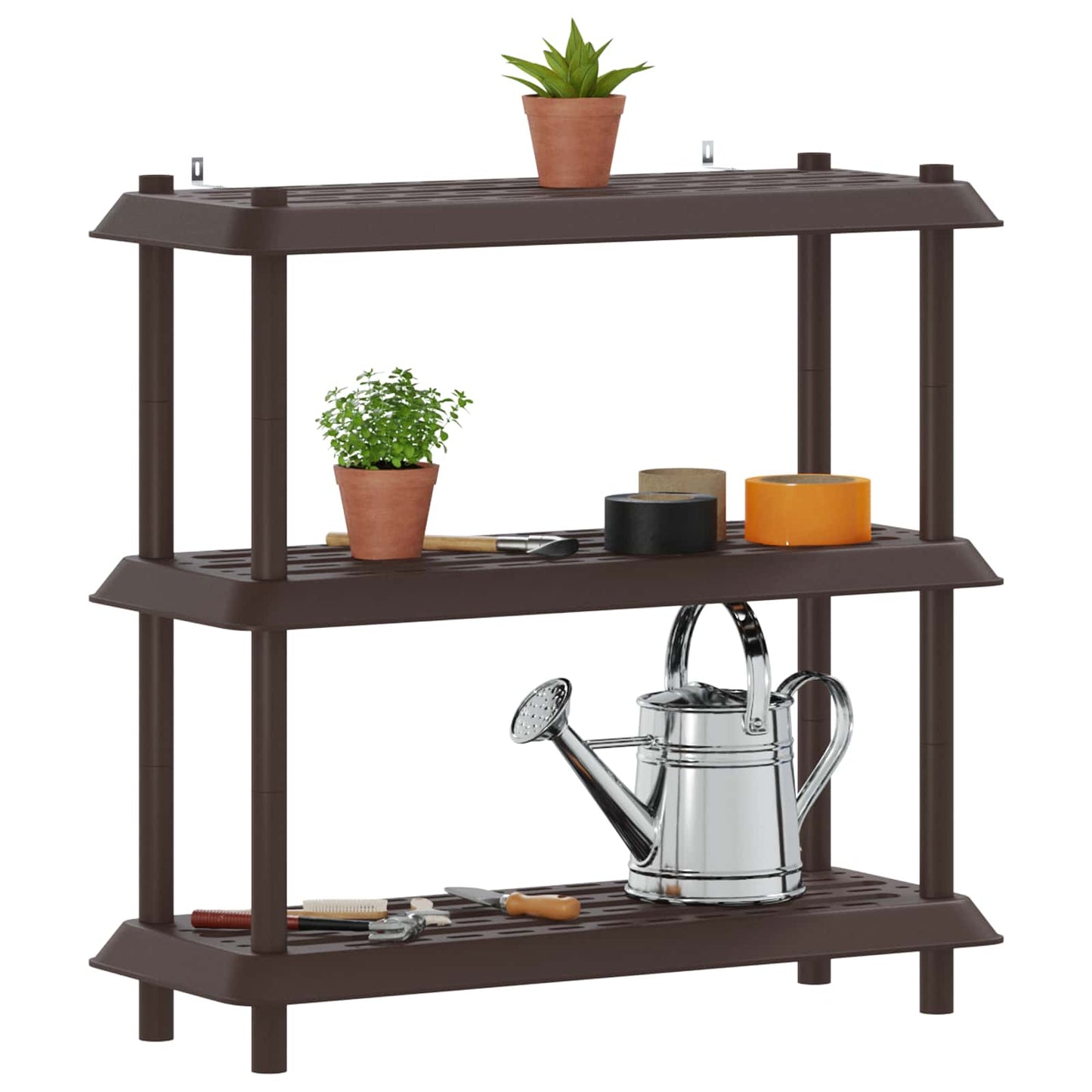 Hyllesystem 3 nivåer 100 x 40 x 96 cm PP Brun