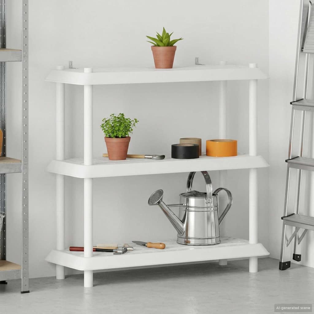 Hyllesystem 3 nivåer 100 x 40 x 96 cm PP Hvit