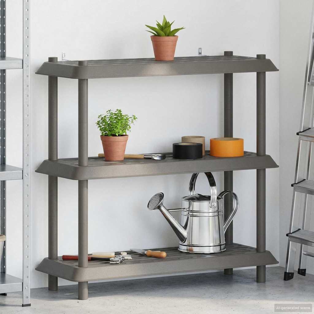 Hyllesystem 3 nivåer 100 x 40 x 96 cm PP Lysegrå