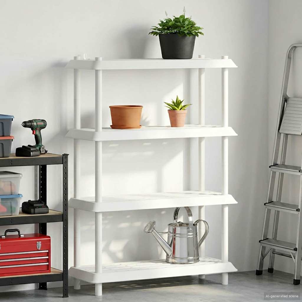 Hyllesystem 4 nivåer 100 x 40 x 136,5 cm PP Hvit