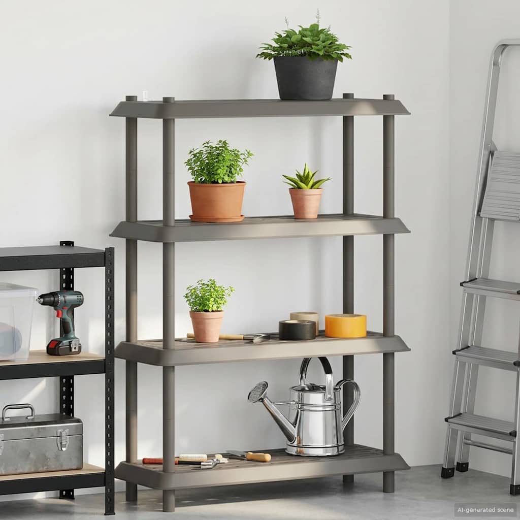 Hyllesystem 4 nivåer 100 x 40 x 136,5 cm PP Lysegrå