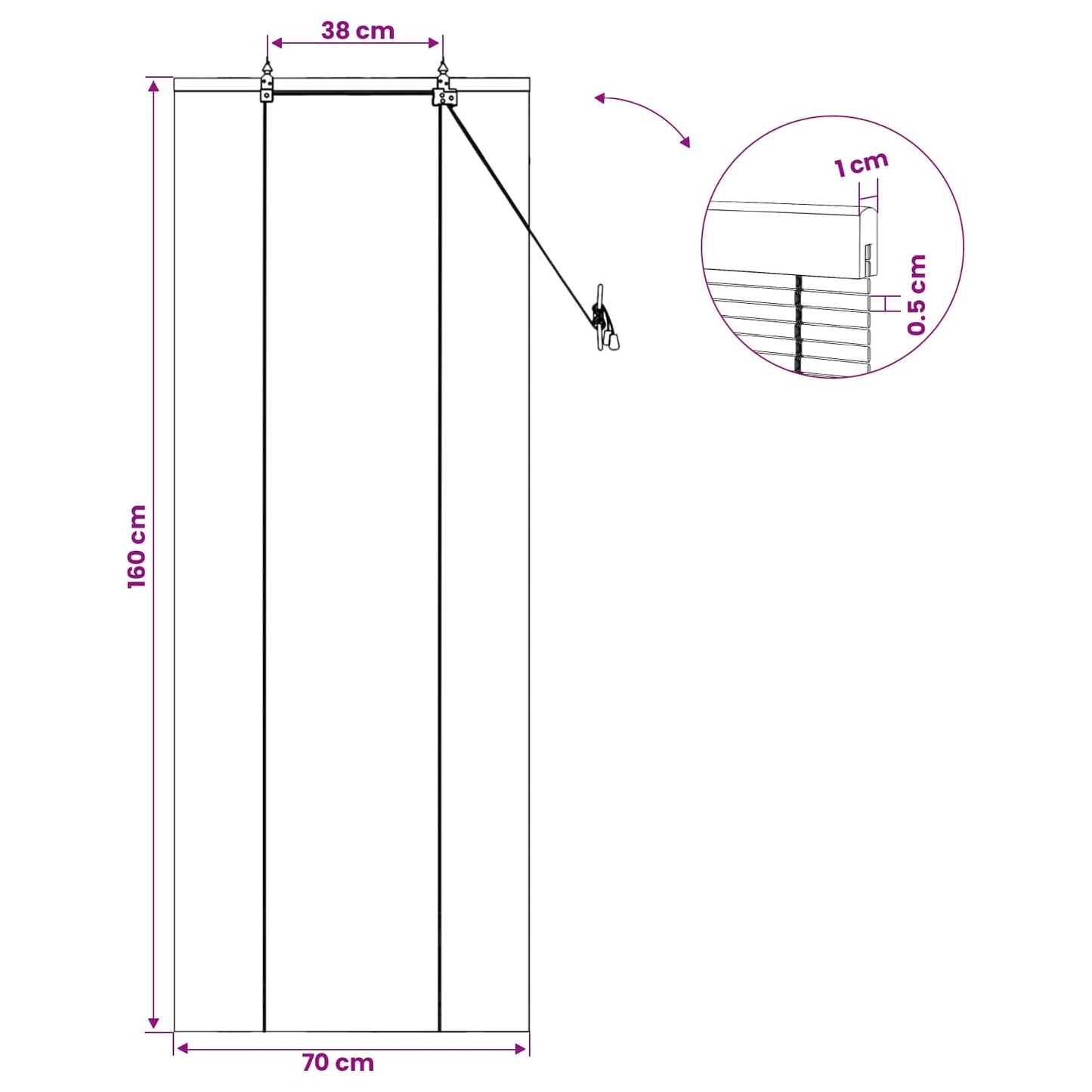 Rullegardin Brun 70 x 160 cm Bambus