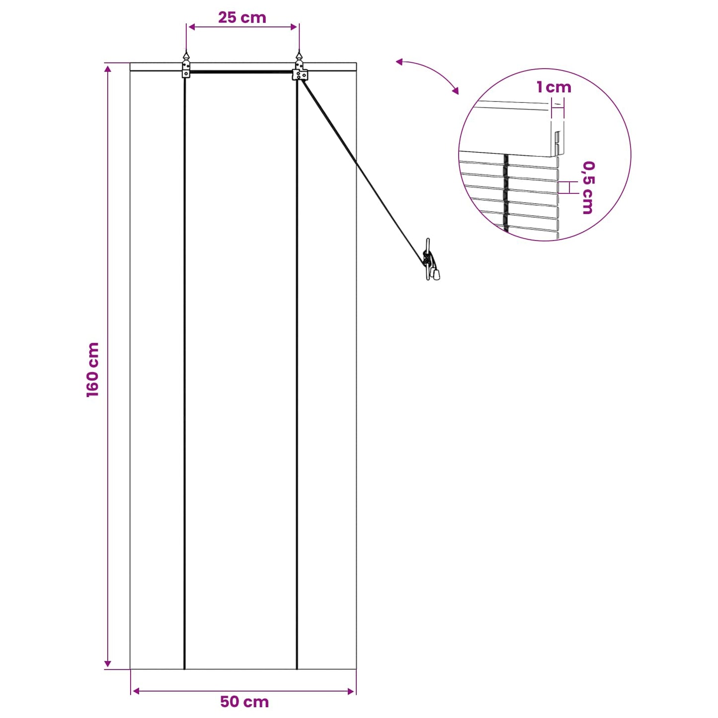 Rullegardin Naturlig 50 x 160 cm Bambus