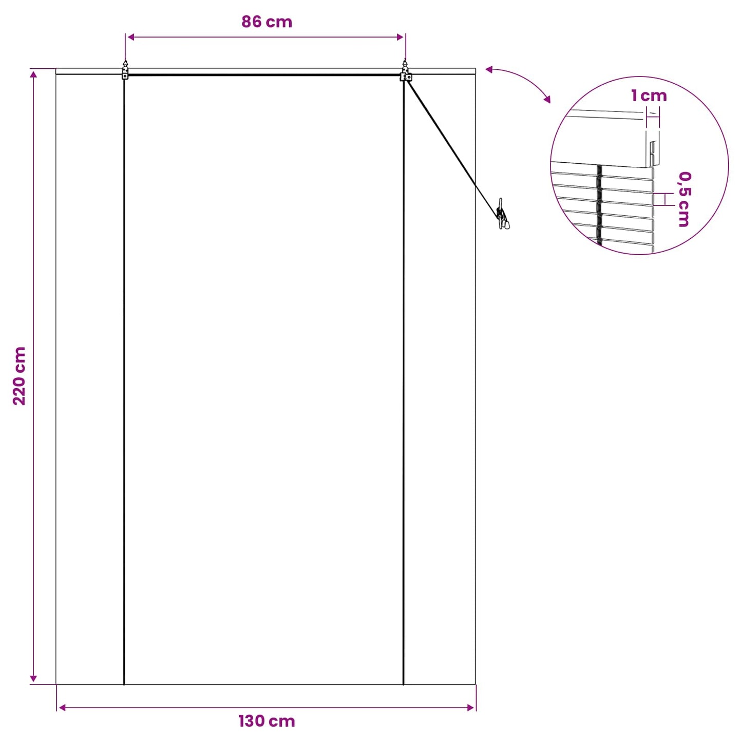 Rullegardin Naturlig 130 x 220 cm Bambus