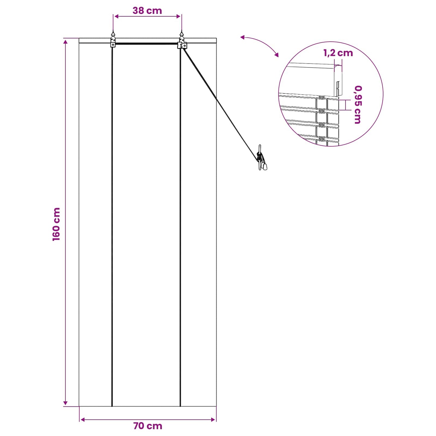 Rullegardin Natur 70 x 160 cm Bambus