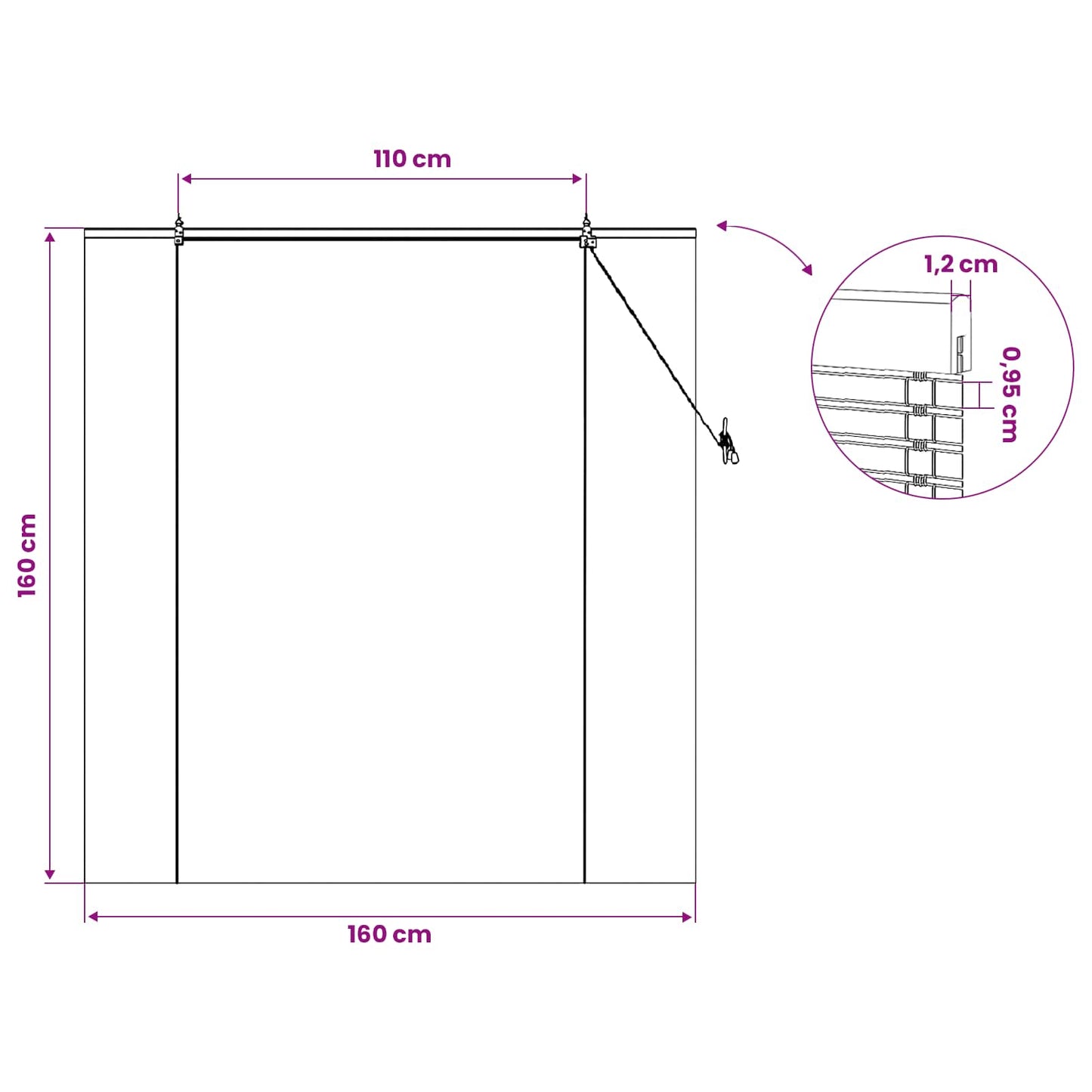 Rullegardin Natur 160 x 160 cm Bambus
