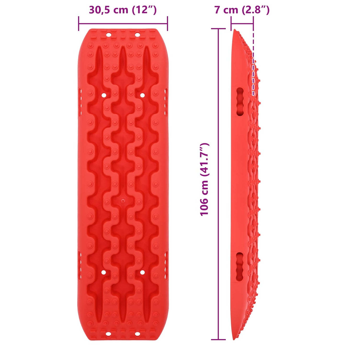 Traction Board 2 pcs Rød 106 x 30,5 x 7 cm Forsterket nylon