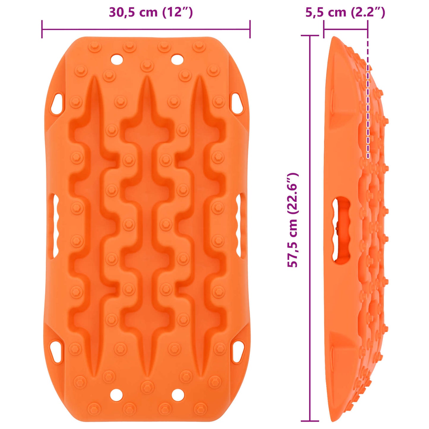 Traction Board 2 pcs Oransje 57,5x30,5x5,5 cm Forsterket nylon