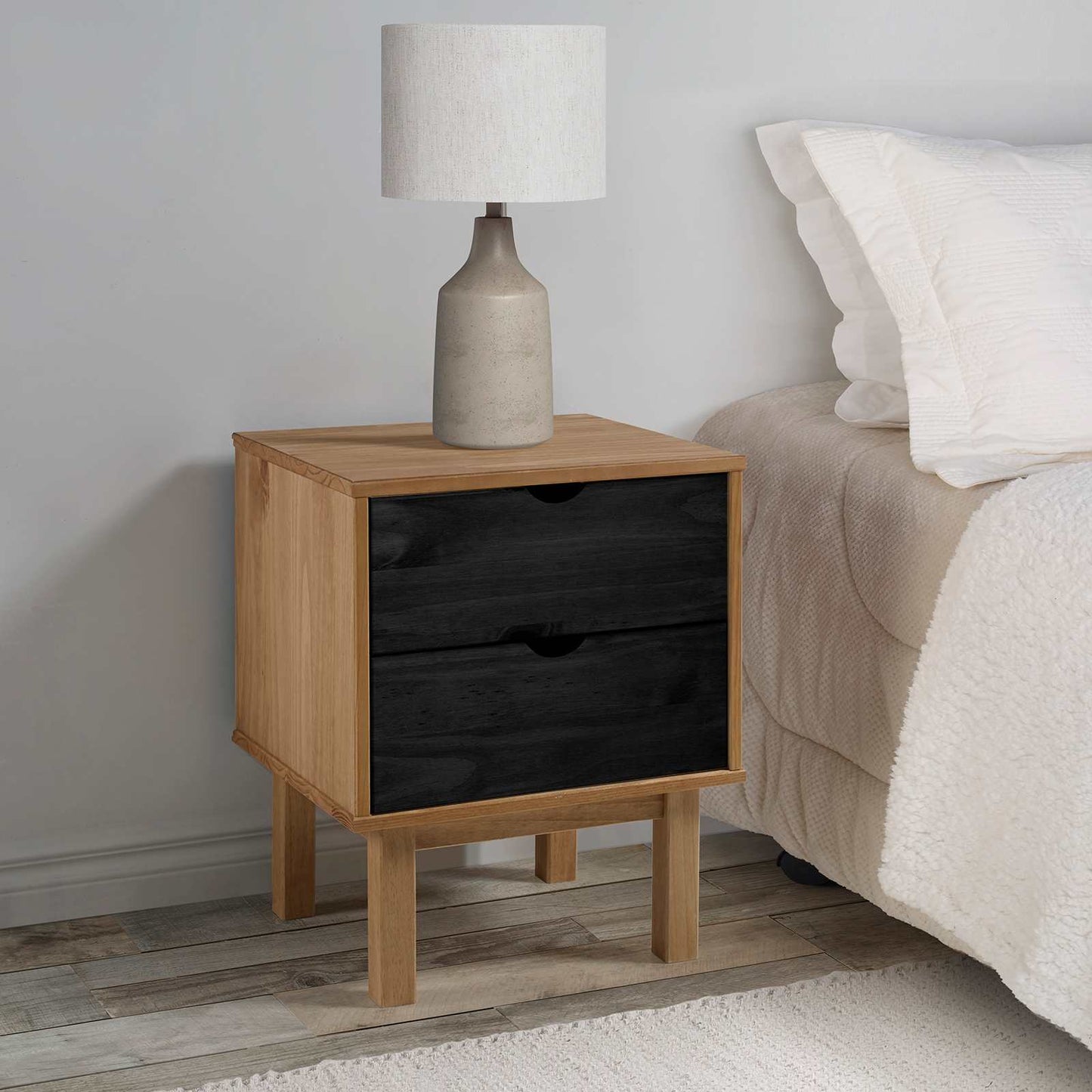 Nattbord OTTA Svart 45 x 39 x 57 cm Heltre furu